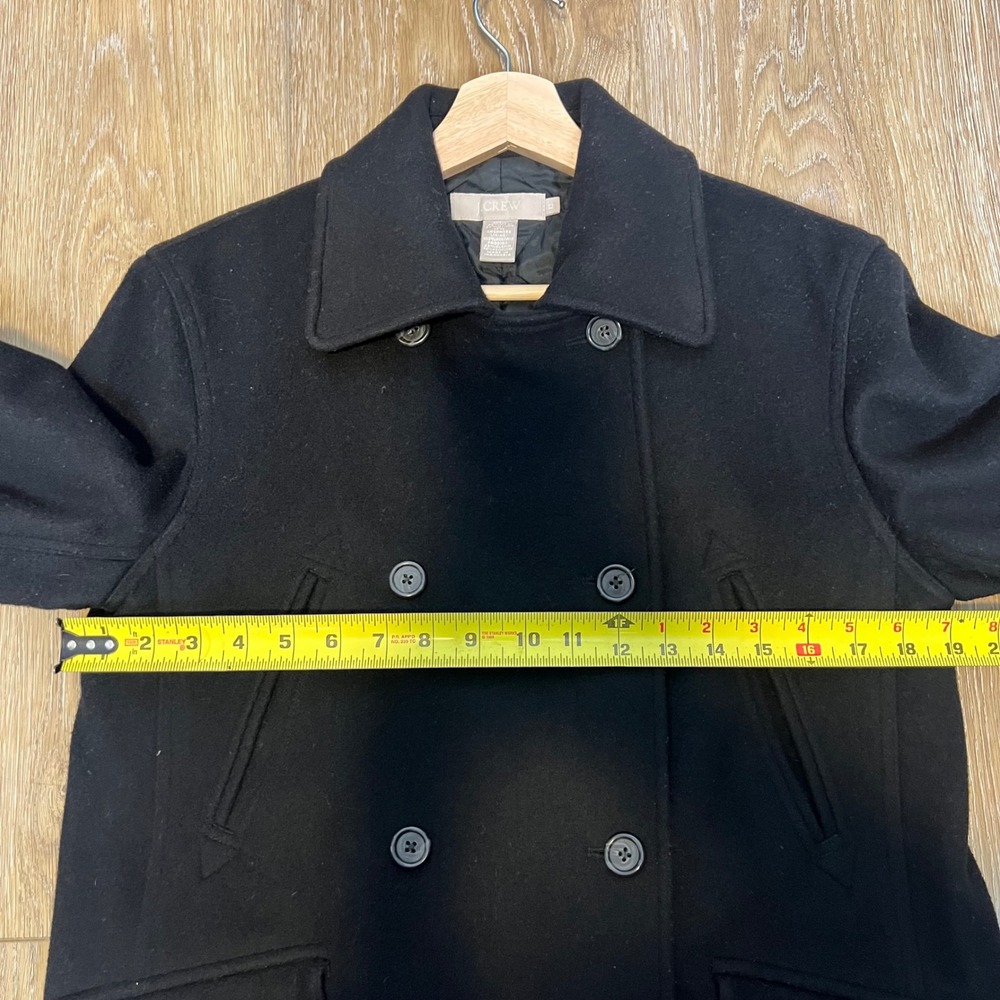 Vintage J.Crew Black Wool Peacoat | 90s Y2K Classic Double Breasted Coat size XS - Picture 7 of 11